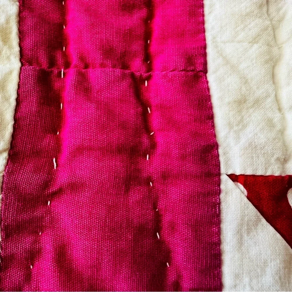 68”x86” Vintage from 1960’s Cotton Handmade and Hand Stitched Quilt.